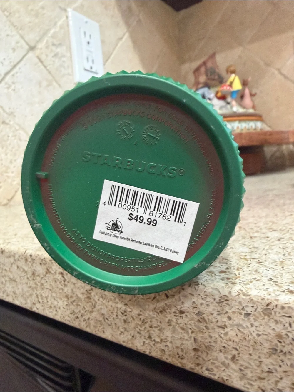 Disneyland Starbucks Red and Green Studded Ombre Cold Cup with Straw